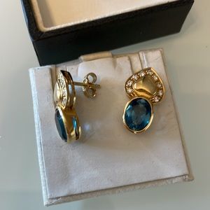 H. Stern 18k Gold, Blue Topaz and Diamond Earrings